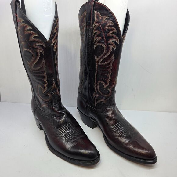 Laredo Mens Black And Burgundy Leather Cowboy Boots Size US 9.5 D main image 16